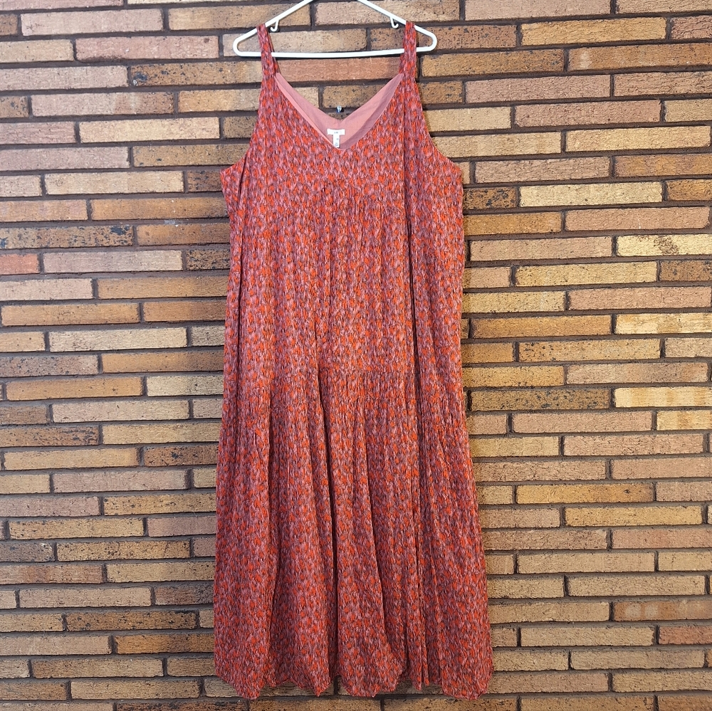 Joie XL Bondi Tea Rose Tiered Sleeveless 100% Cotton Maxi Dress